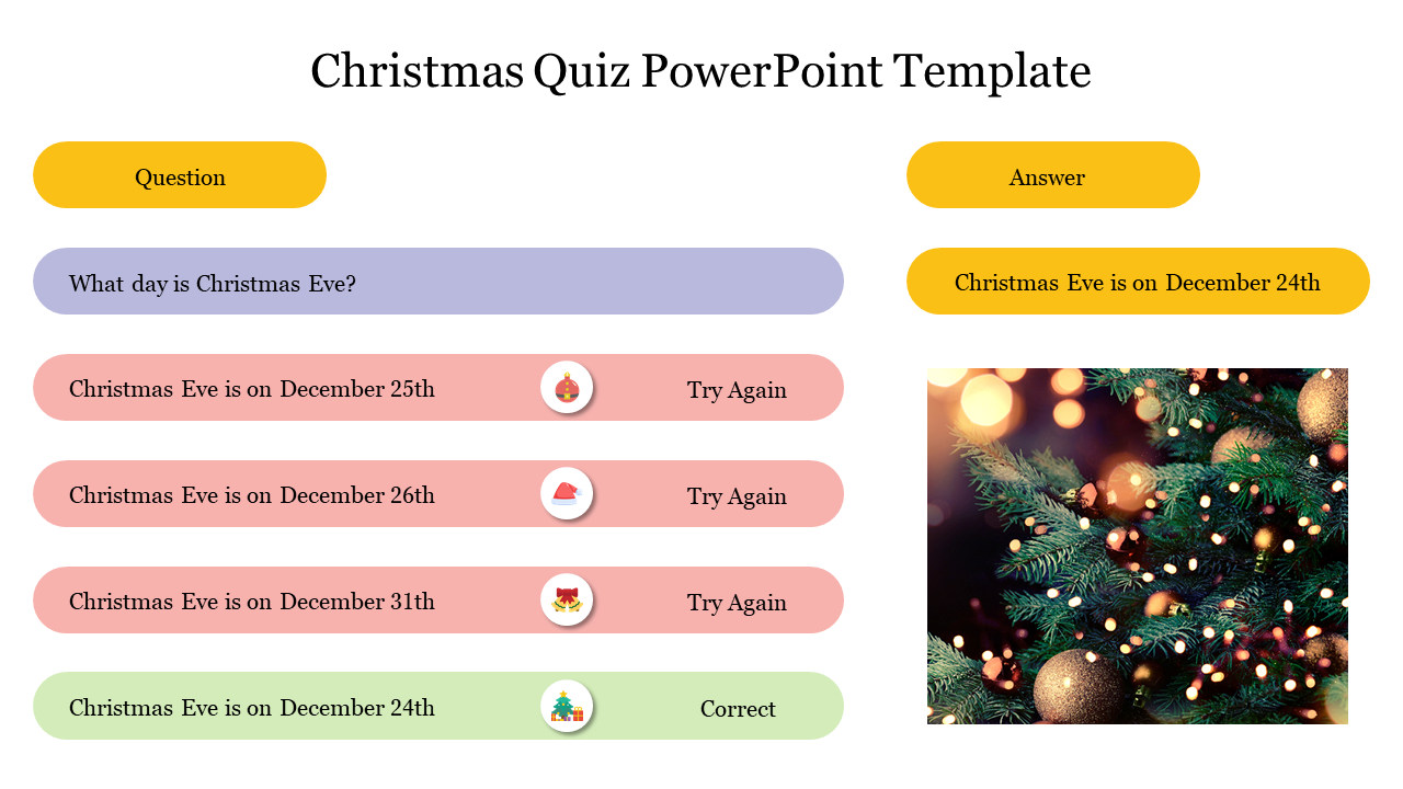 Christmas Quiz PowerPoint Template and Google Slides